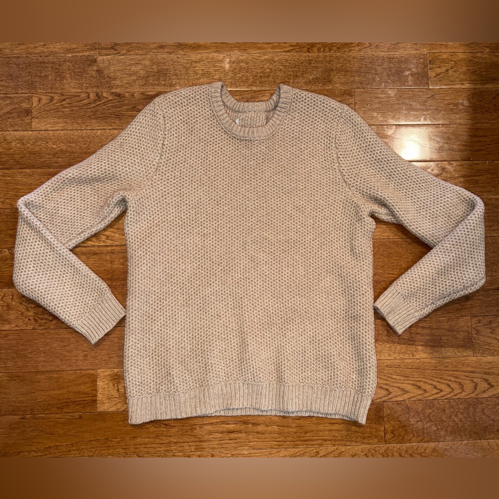 Outerknown Textured Beige Sweater Extra Fine Merino Wool and Cotton Size L